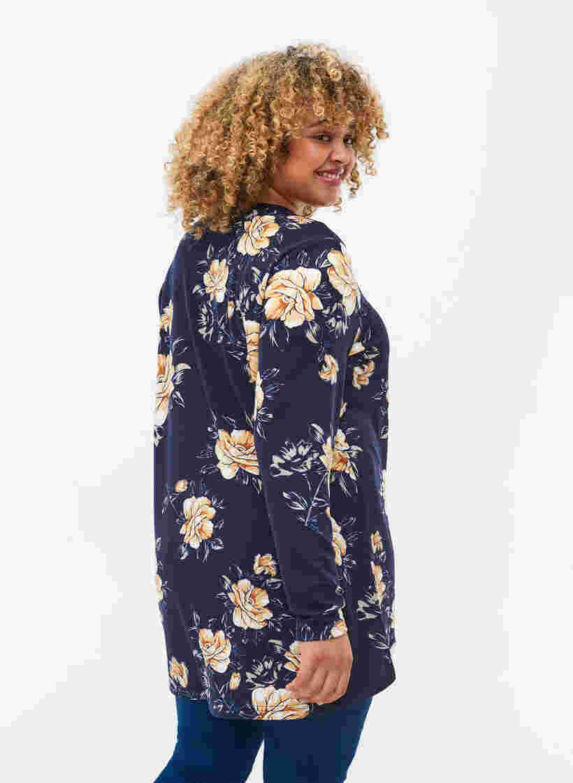 Bloemen blouse met lange mouwen, Night Sky Flower AOP, Model image number 1
