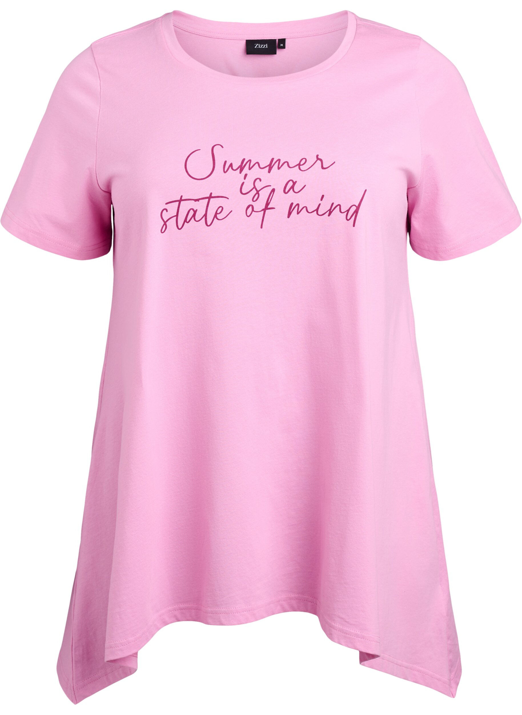 Zizzi T-shirt met ronde hals en A-lijn vorm, Roze, Packshot image number 0