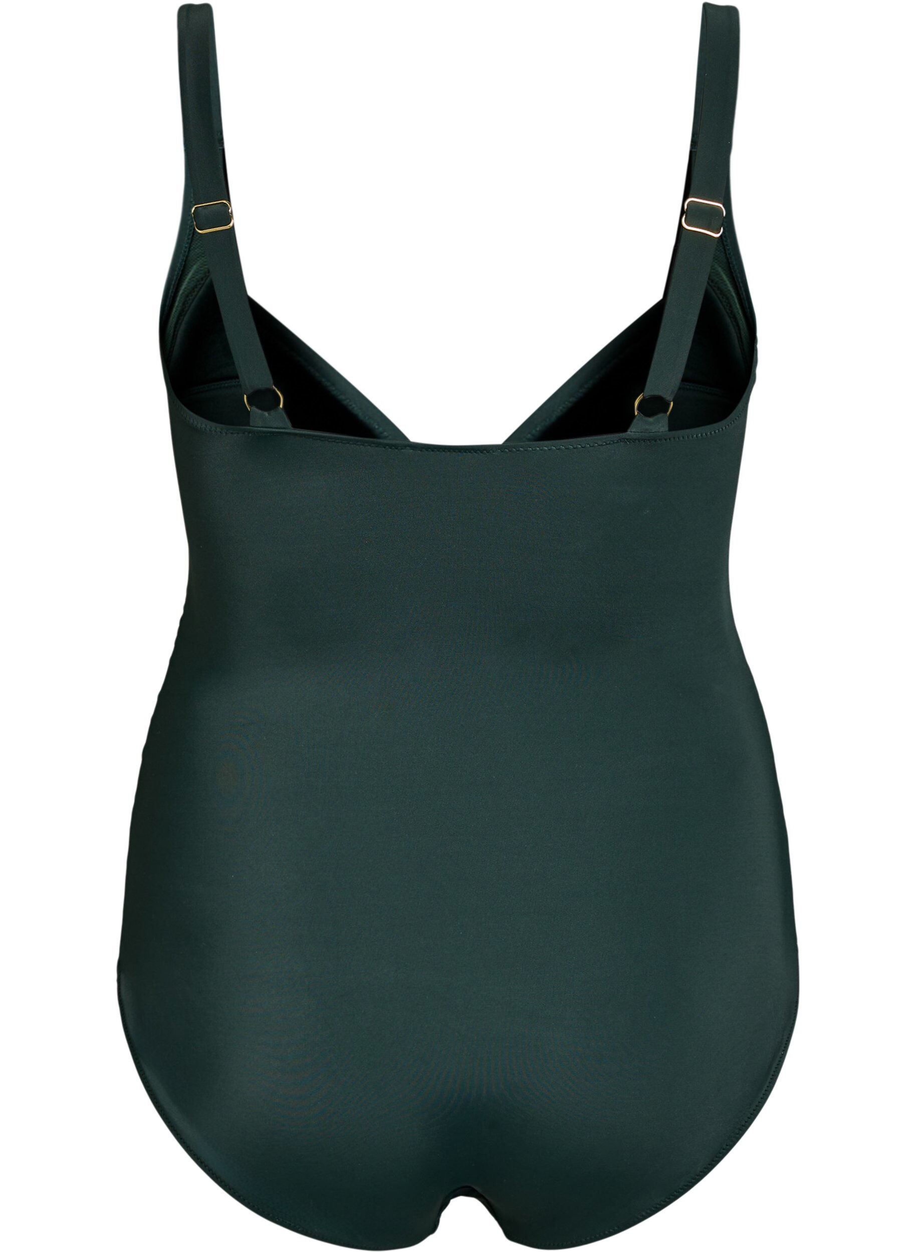 Zizzi Badpak met ringdetail en draperen, Groen, Packshot image number 1