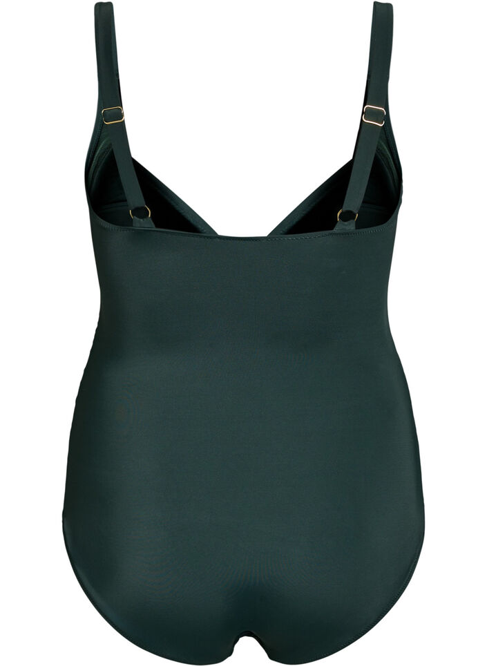 Badpak met ringdetail en draperen, Groen, Packshot image number 1