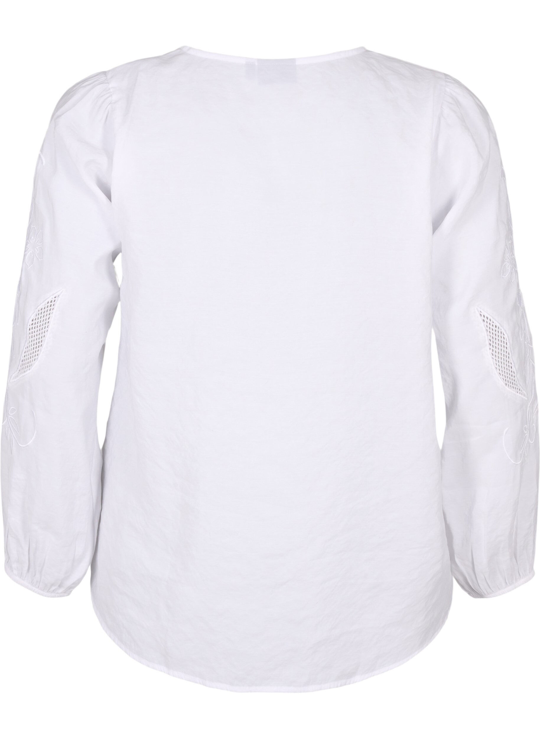 Zizzi Blouse van Tencel&trade; Modal met geborduurde details, Bright White, Packshot image number 1