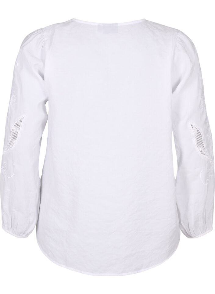 Blouse van Tencel™ Modal met geborduurde details, Bright White, Packshot image number 1