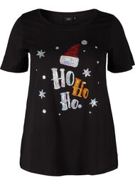 Kerst t-shirt in katoen, Black Ho Ho Ho