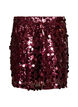Korte paillettenrok met elastische tailleband, Donker Bordeaux, Packshot image number 1