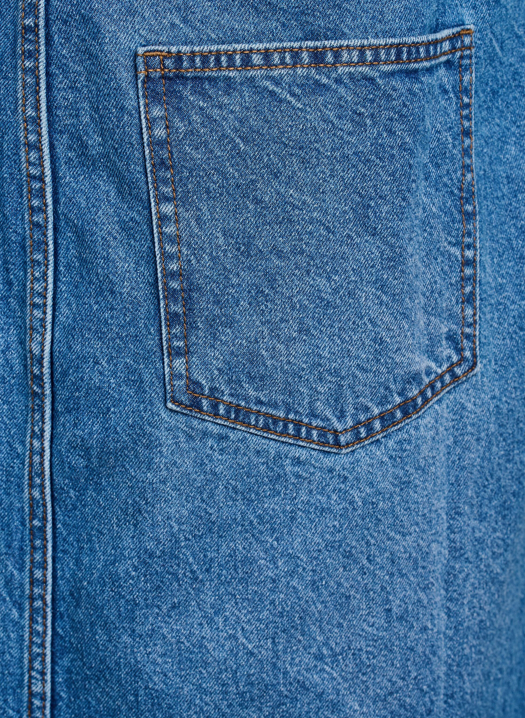 Zizzi Midi denim overall jurk, Blue Denim, Packshot image number 3