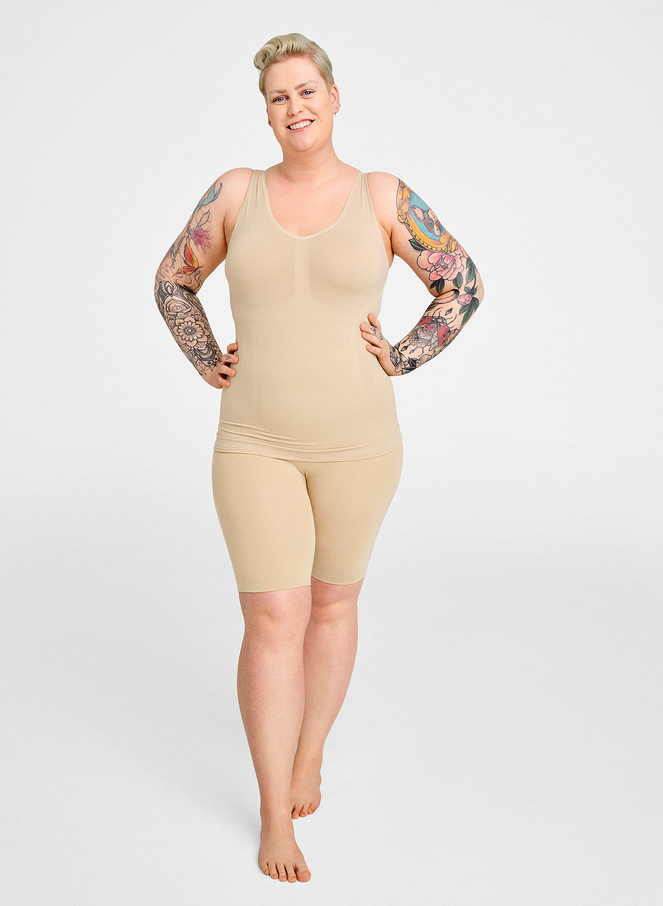 Zizzi Shapewear shorts met hoge taille, Beige, Image image number 0