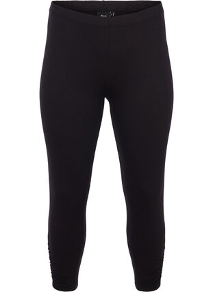 Driekwart basic legging met kreukeffect, Black, Packshot image number 0