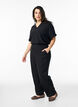 Linnen en viscose broek met losse pasvorm, Zwart, Model image number 0