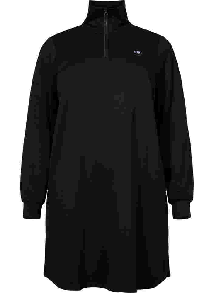 Sweaterjurk met hoge kraag, Black, Packshot image number 0