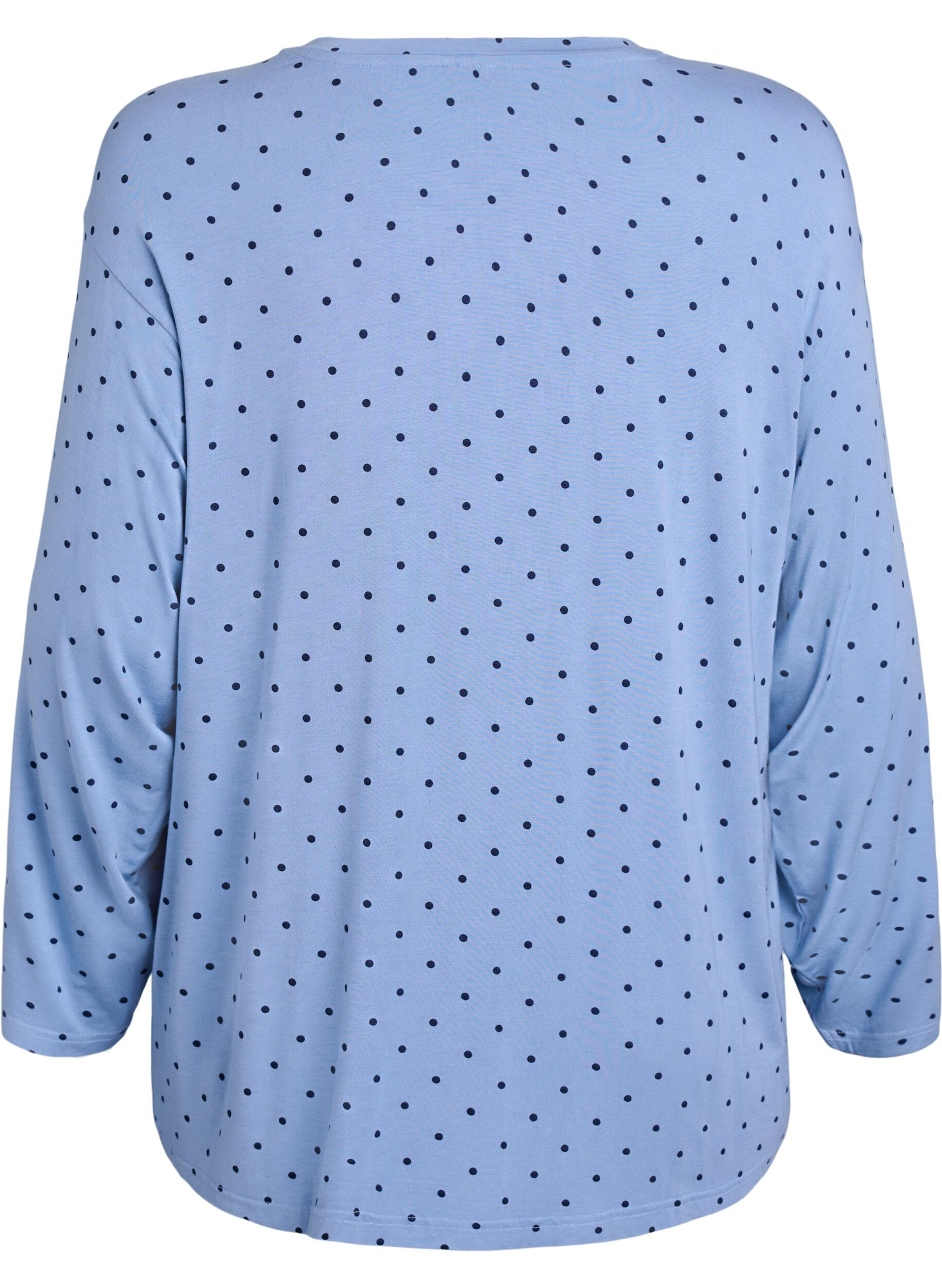 Zizzi Nachtblouse in modal met lange mouwen, Blauw, Packshot image number 1