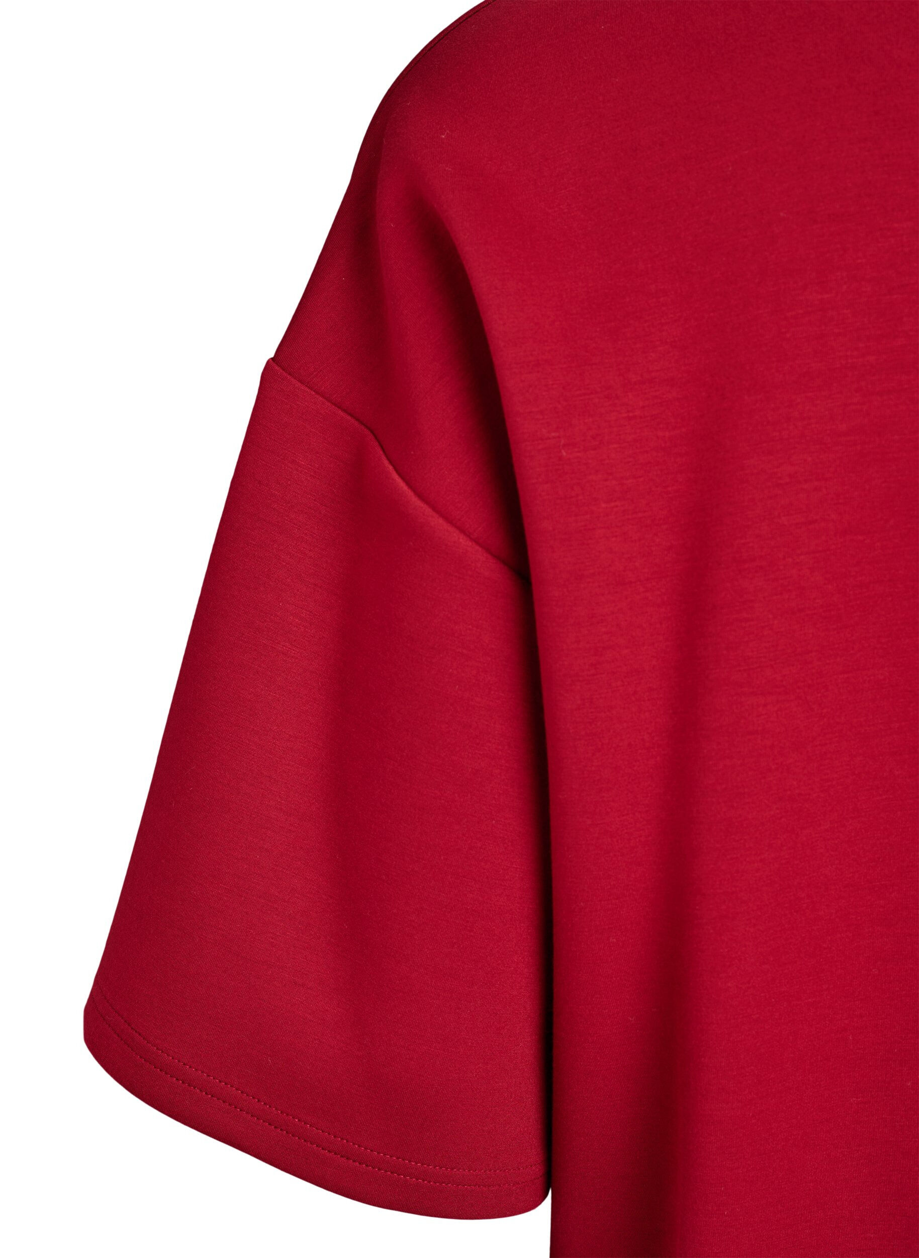 Zizzi Korte loose-fit T-shirt in modalblend, Rood, Packshot image number 3