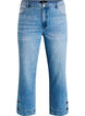 Gecropte Kiana jeans met straight-fit en knoopdetails, Blauw, Packshot image number 0