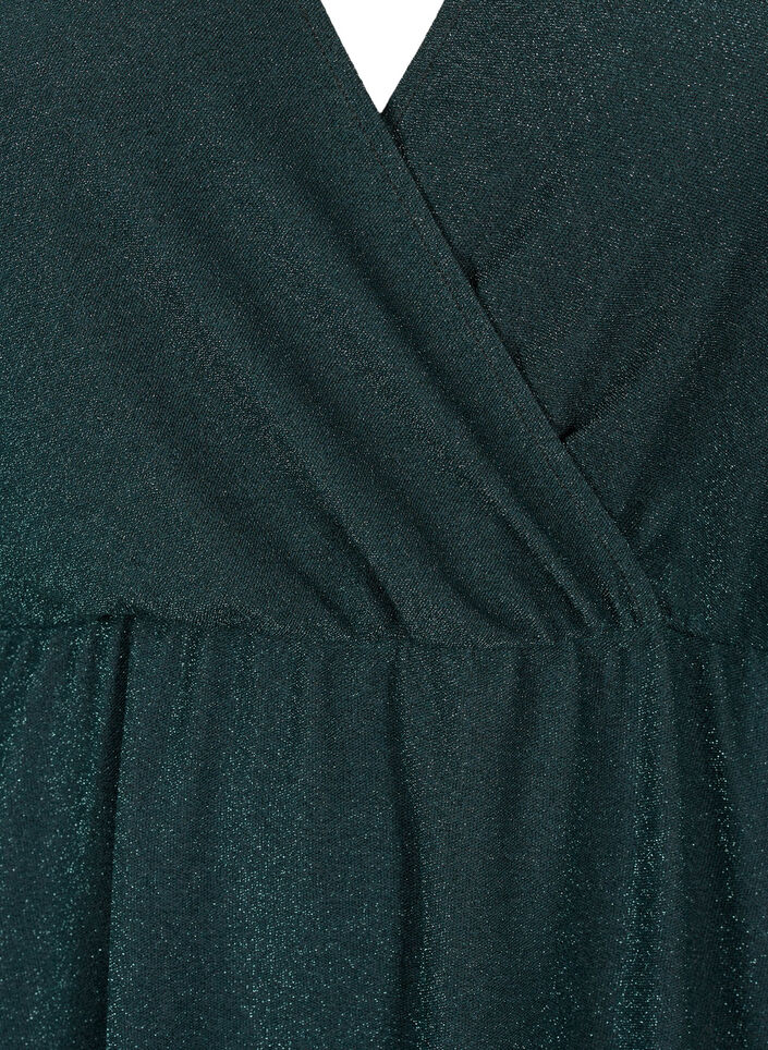 Glitterjurk met wikkel look en lange mouwen, Black Scarab, Packshot image number 2