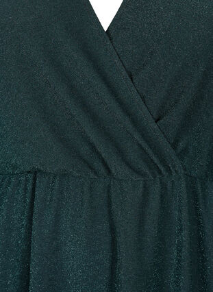 Glitterjurk met wikkel look en lange mouwen, Black Scarab, Packshot image number 2