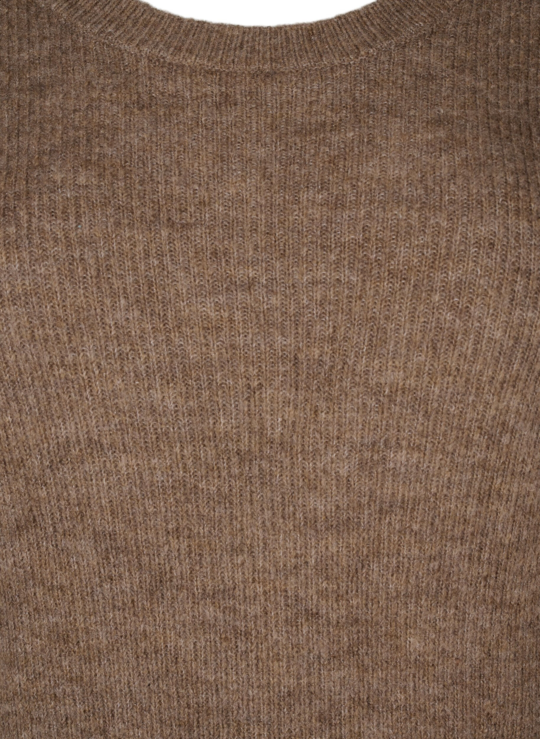 Zizzi Gebreide jurk met lange mouwen, Caribou Mel., Packshot image number 2