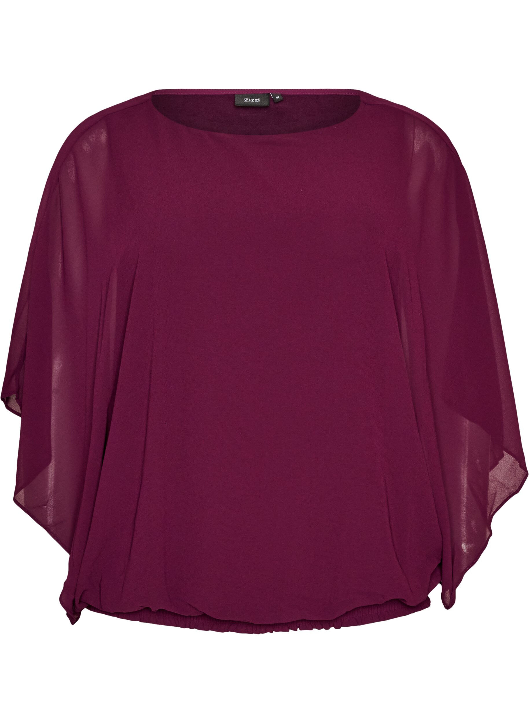 ZizziChiffon blouse met balloneffect, Paars, Packshot image number 0