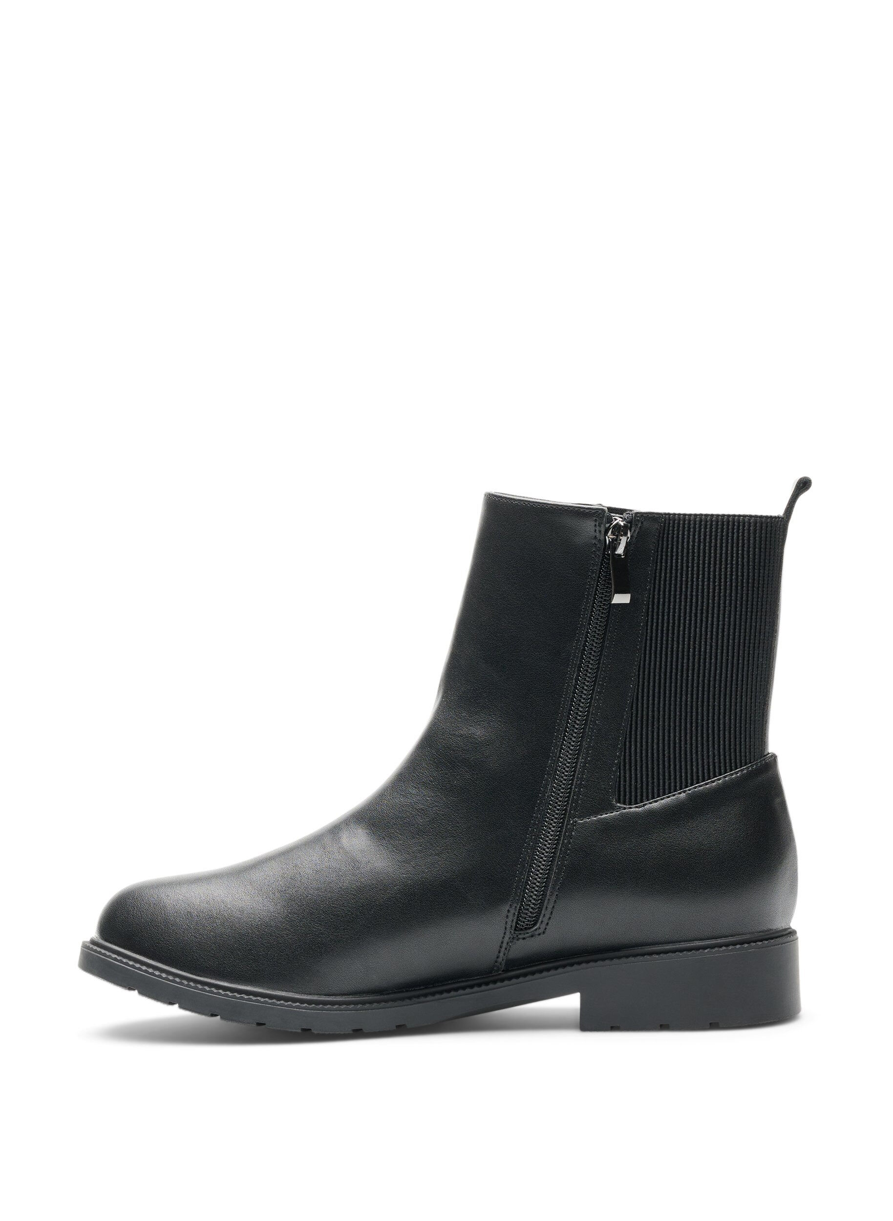 ZizziLeren Chelsea boot met elastisch paneel, Zwart, Packshot image number 2