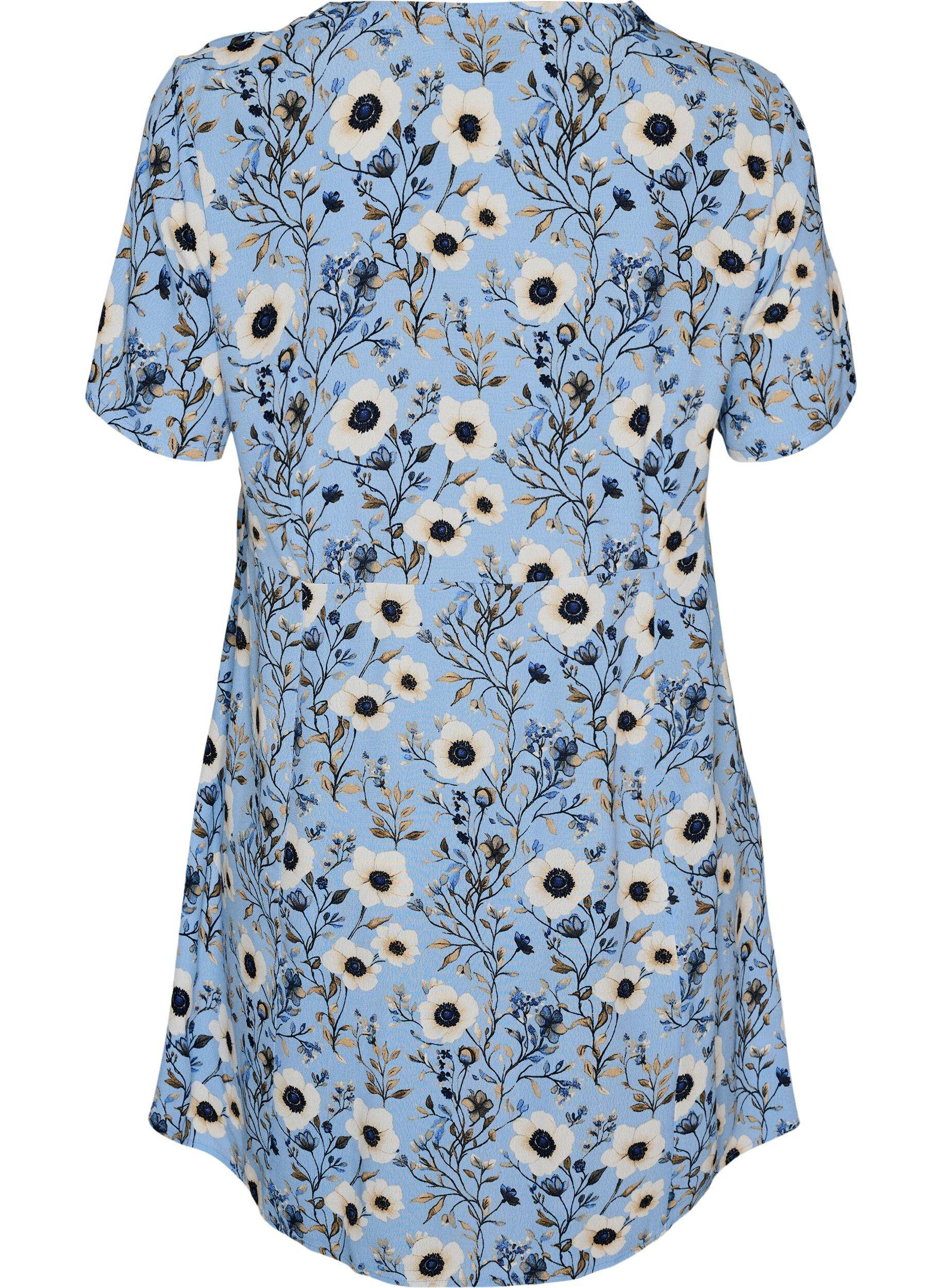 ZizziKorte jurk met bloemenprint, Blauw, Packshot image number 1