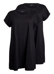 2-pack T-shirtjurk met korte mouwen, Zwart