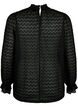 Blouse met lange mouwen en gedessineerde textuur, Black, Packshot image number 1