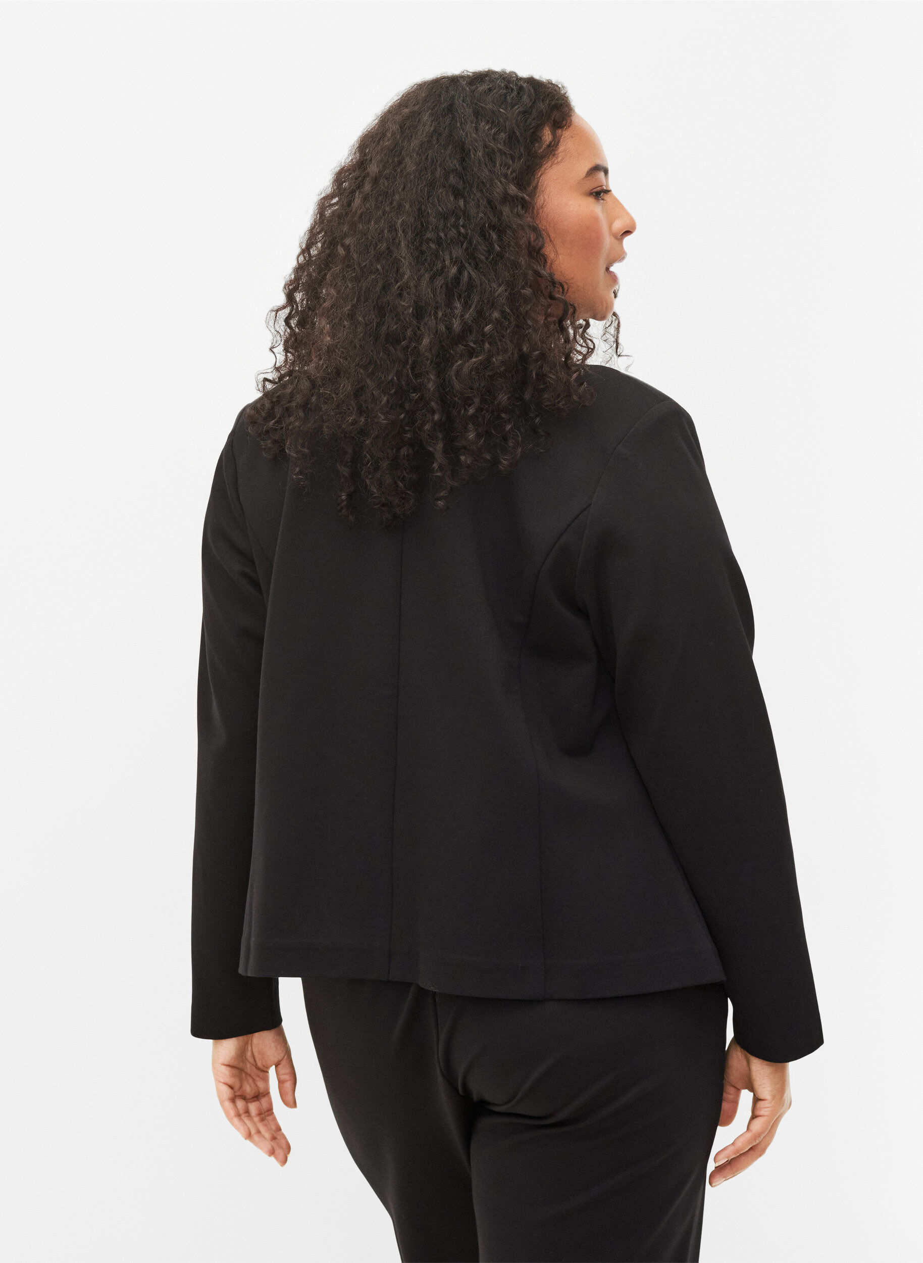 Zizzi Effen kleur korte open blazer, Black, Model image number 1