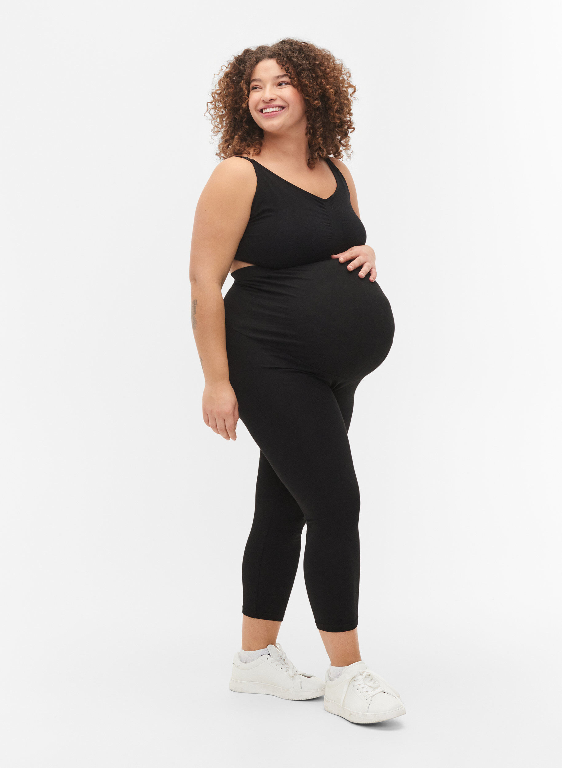 Zizzi Zwangerschapsleggings met 3/4 lengte, Black, Model image number 0