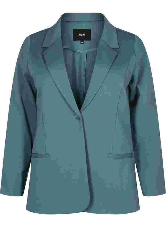 Basic blazer met knoop en sierzakken, Silver Pine, Packshot image number 0
