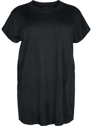 Gebreide jurk met glitter en korte mouwen, Black W/Lurex