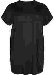 Gebreide jurk met glitter en korte mouwen, Black W/Lurex