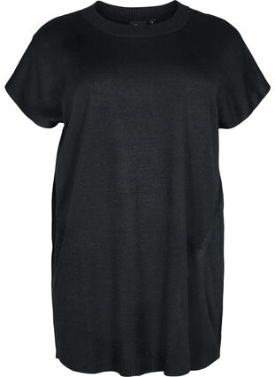 Gebreide jurk met glitter en korte mouwen, Black W/Lurex, Packshot image number 0