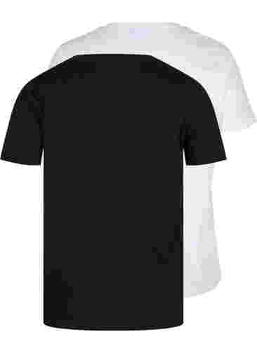 Set van 2 basic t-shirts in katoen, Black/B White, Packshot image number 1