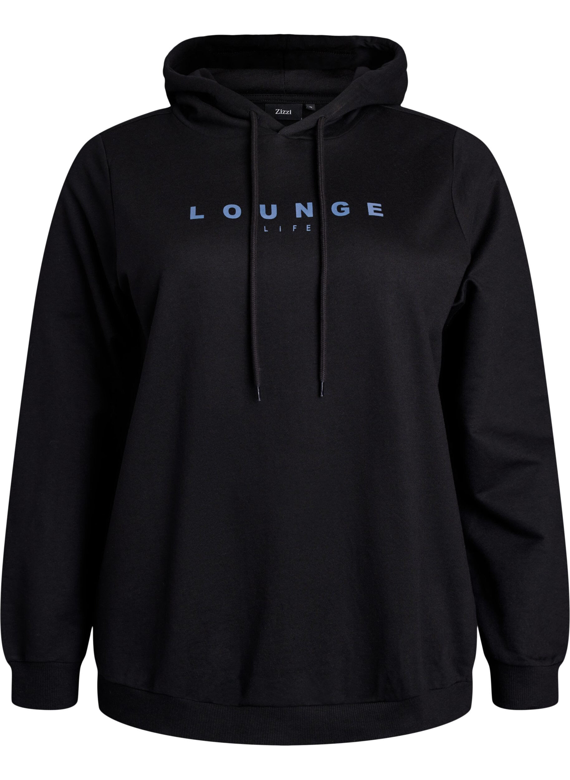 ZizziSweater met capuchon en print, Zwart, Packshot image number 0