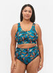 Bikinibroekje met hoge taille en print, Turquoise, Model image number 0