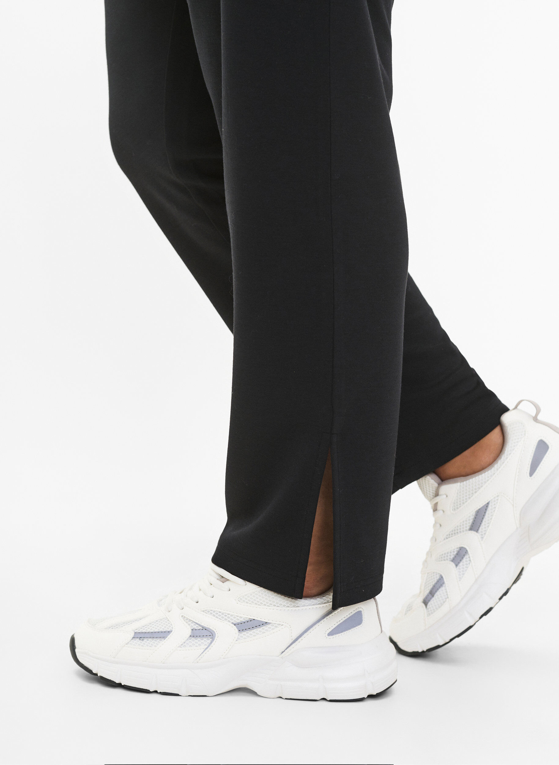 Zizzi Broek in modalmix met split, Black, Model image number 3