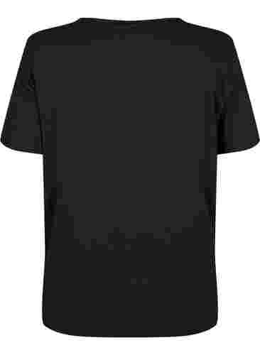 T-shirt met v-hals en kruisdetail, Black, Packshot image number 1