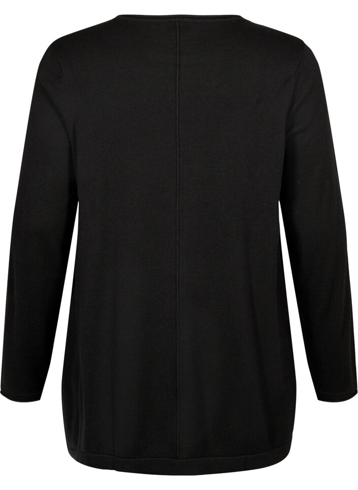 Gebreide blouse gemaakt van katoen en viscose., Zwart, Packshot image number 1