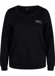 Katoenen sweatshirt met tekstprint, Black