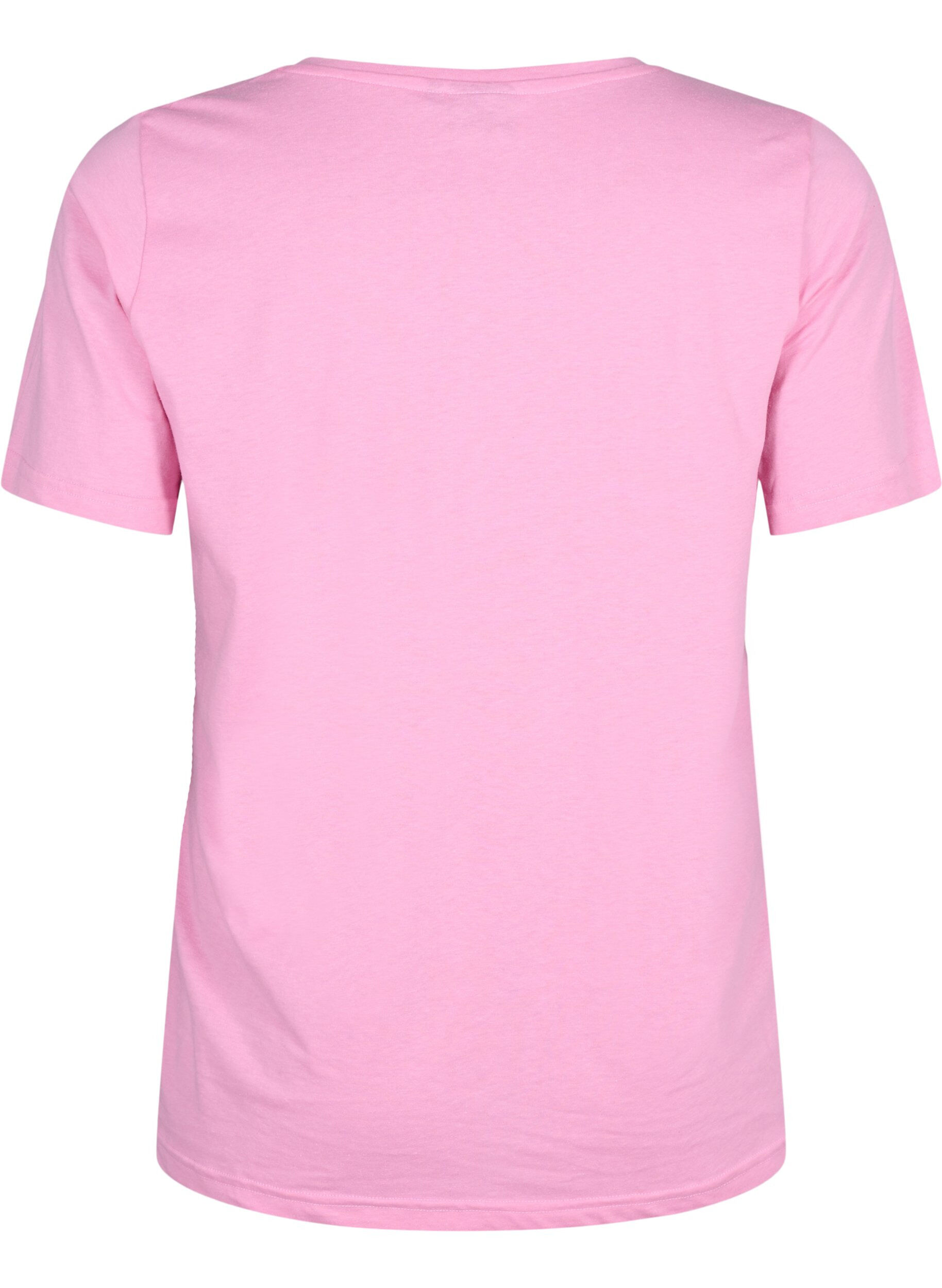 Zizzi FLASH - T-shirt met v-hals, Begonia Pink, Packshot image number 1
