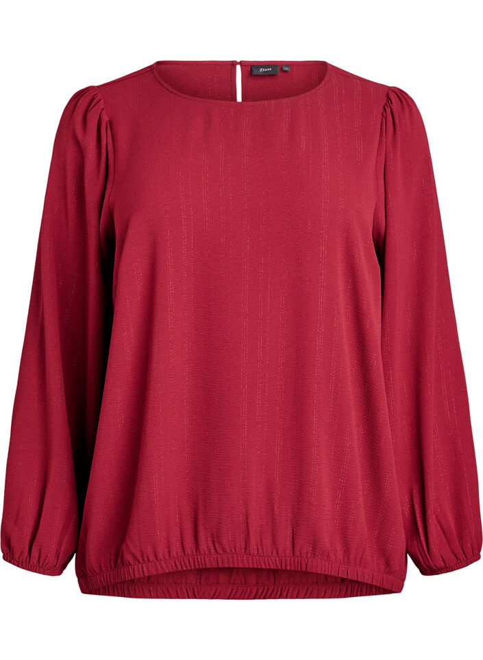 Blouse met glitter, Donker Bordeaux, Packshot image number 0