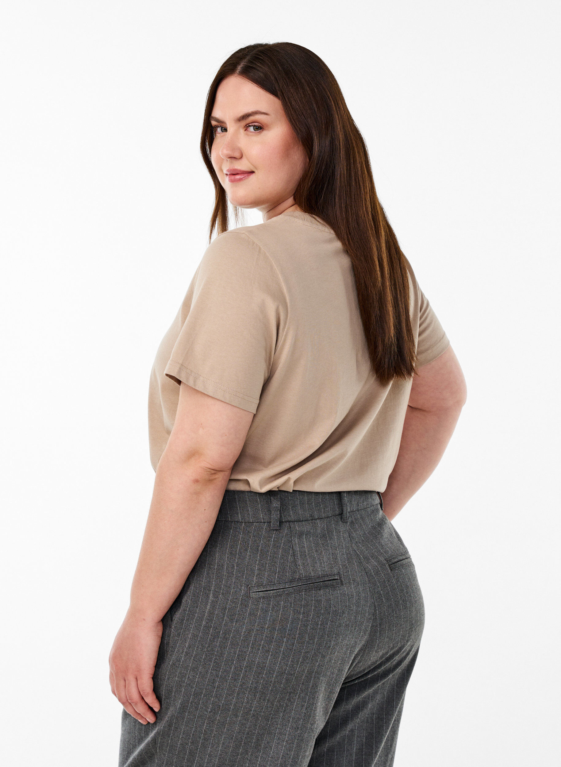 Zizzi Eagle Eye T-shirt, Beige, Model image number 2