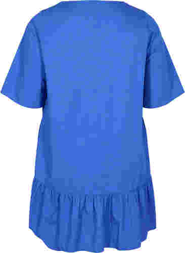 Katoenen tuniek met korte mouwen en a-lijn, Dazzling Blue, Packshot image number 1