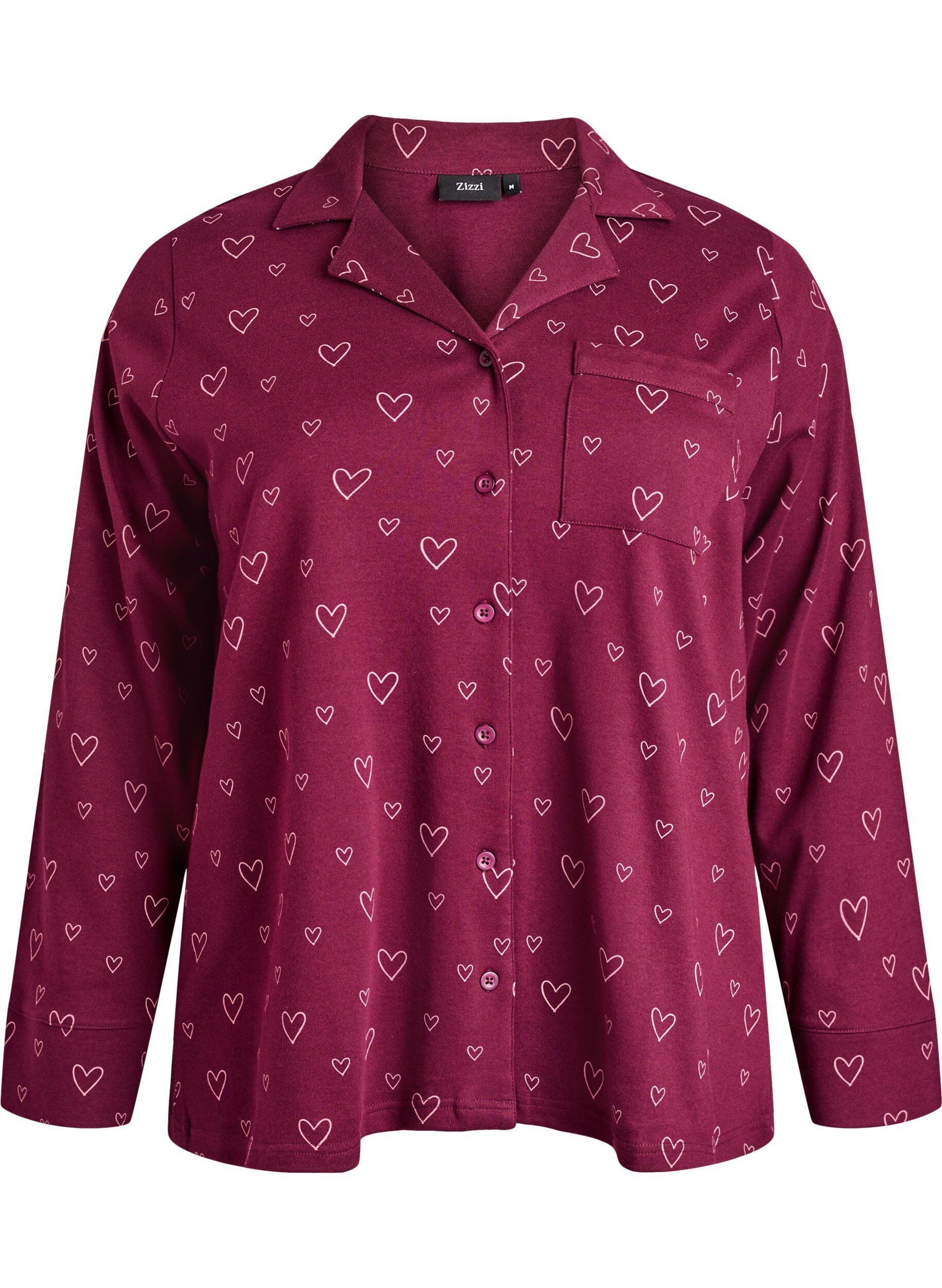 Katoenen pyjamashirt met borstzak