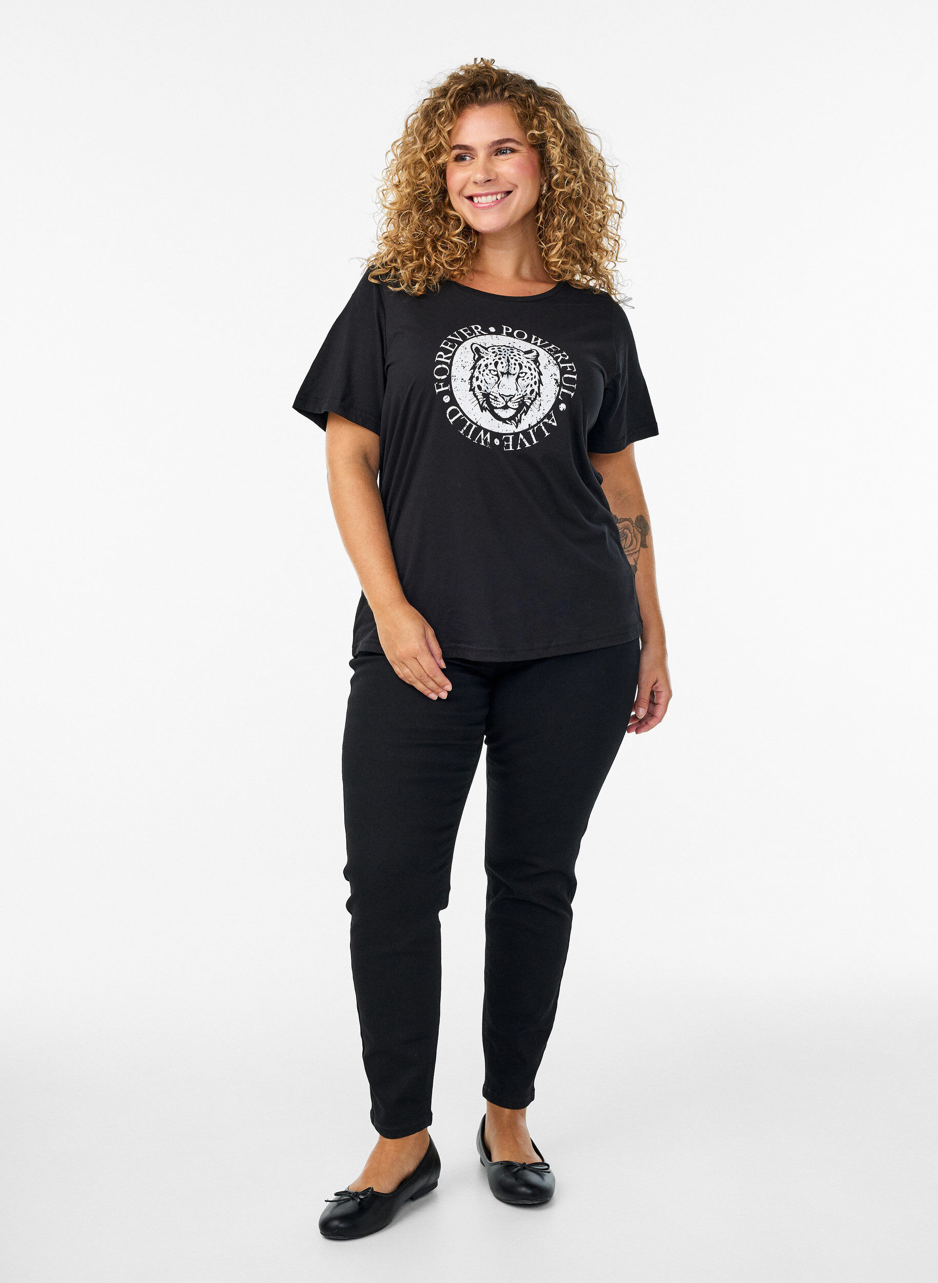 ZizziT-shirt met print, Zwart, Model image number 1