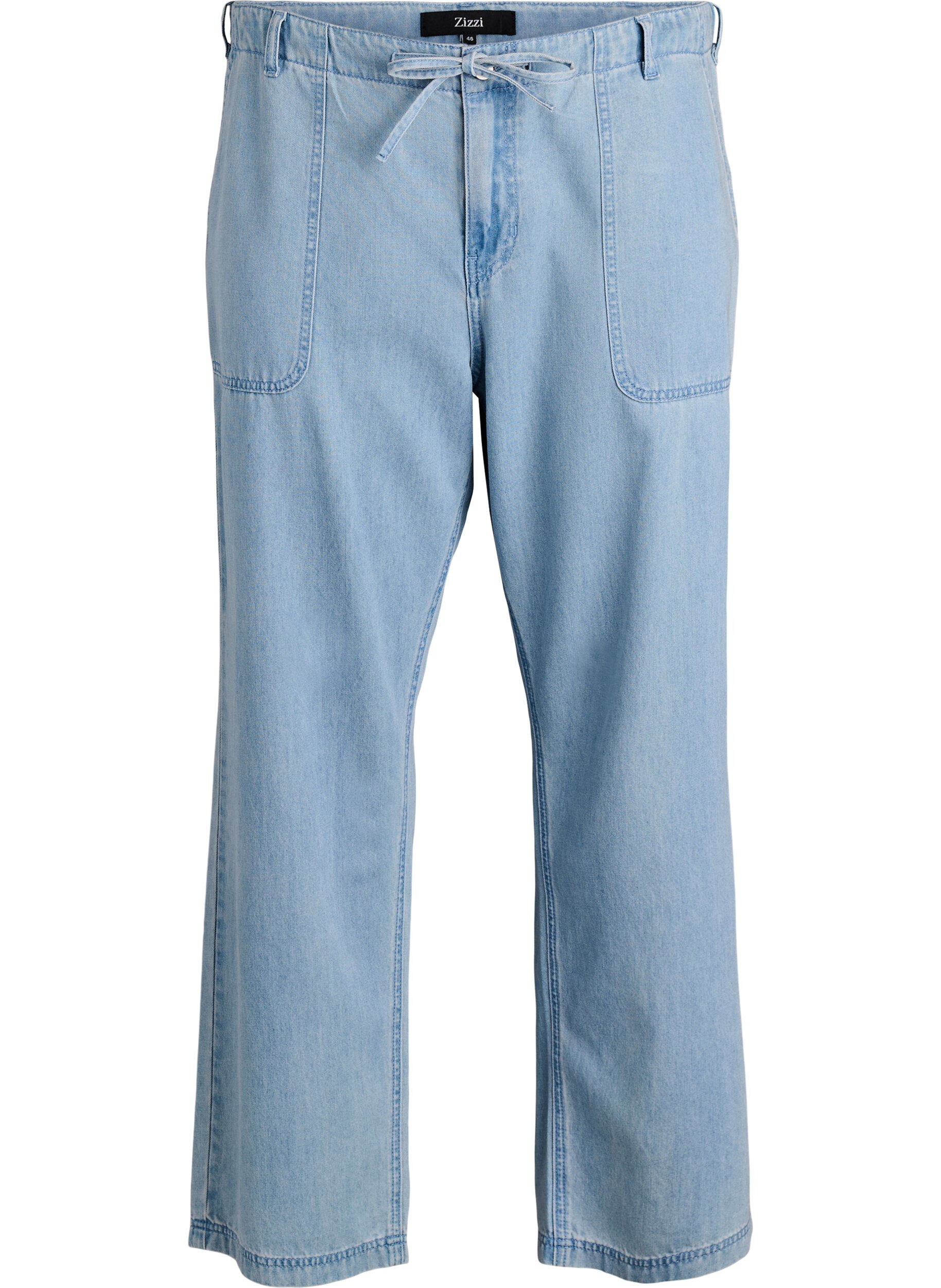Zizzi High-waisted jeans met strikceintuur, Blauw, Packshot image number 0