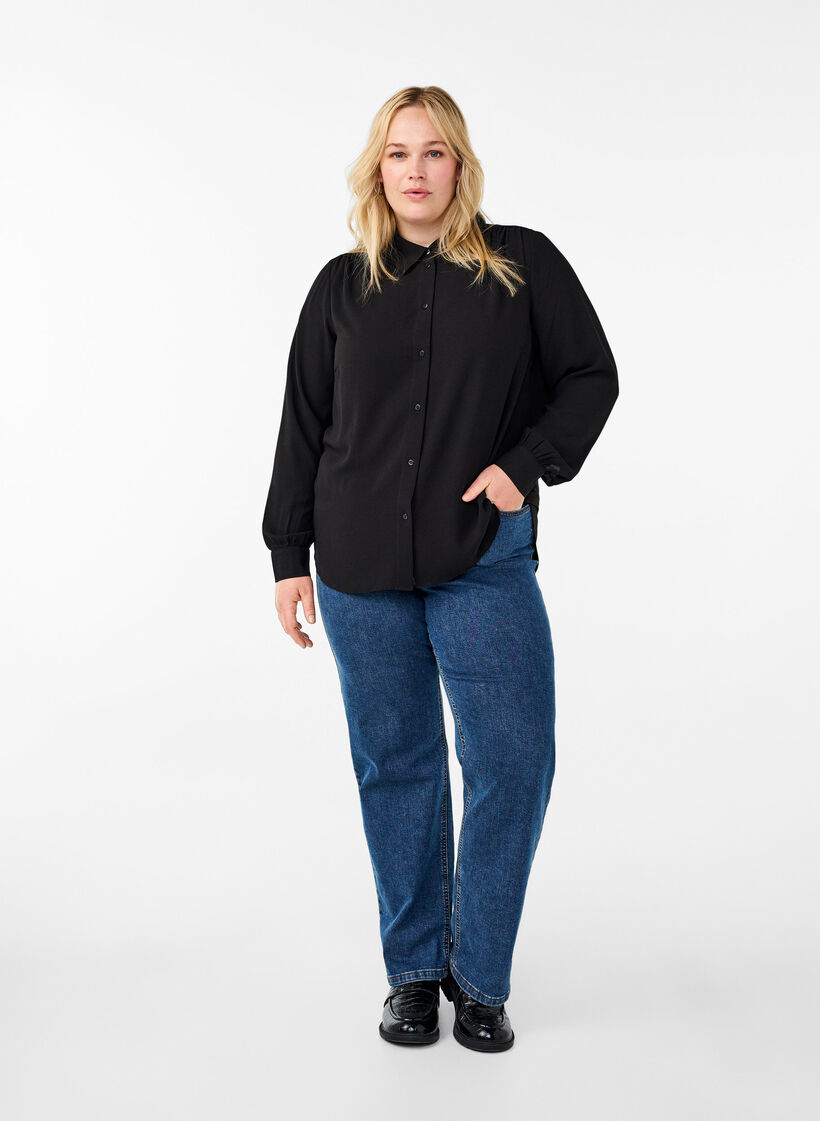 Effen overhemd, Black, Model image number 2