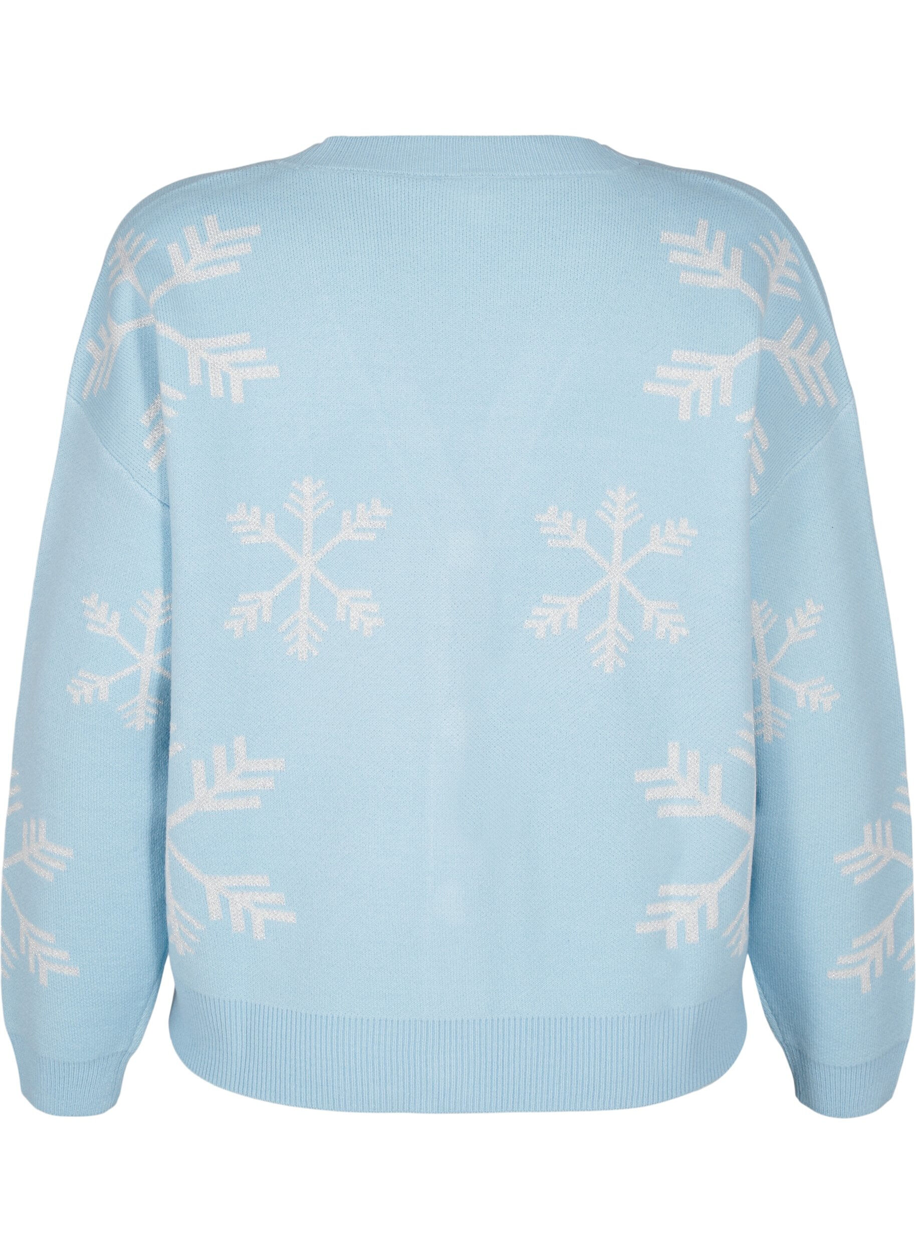 Zizzi Kerst gebreid vest, Cerulean Comb, Packshot image number 1