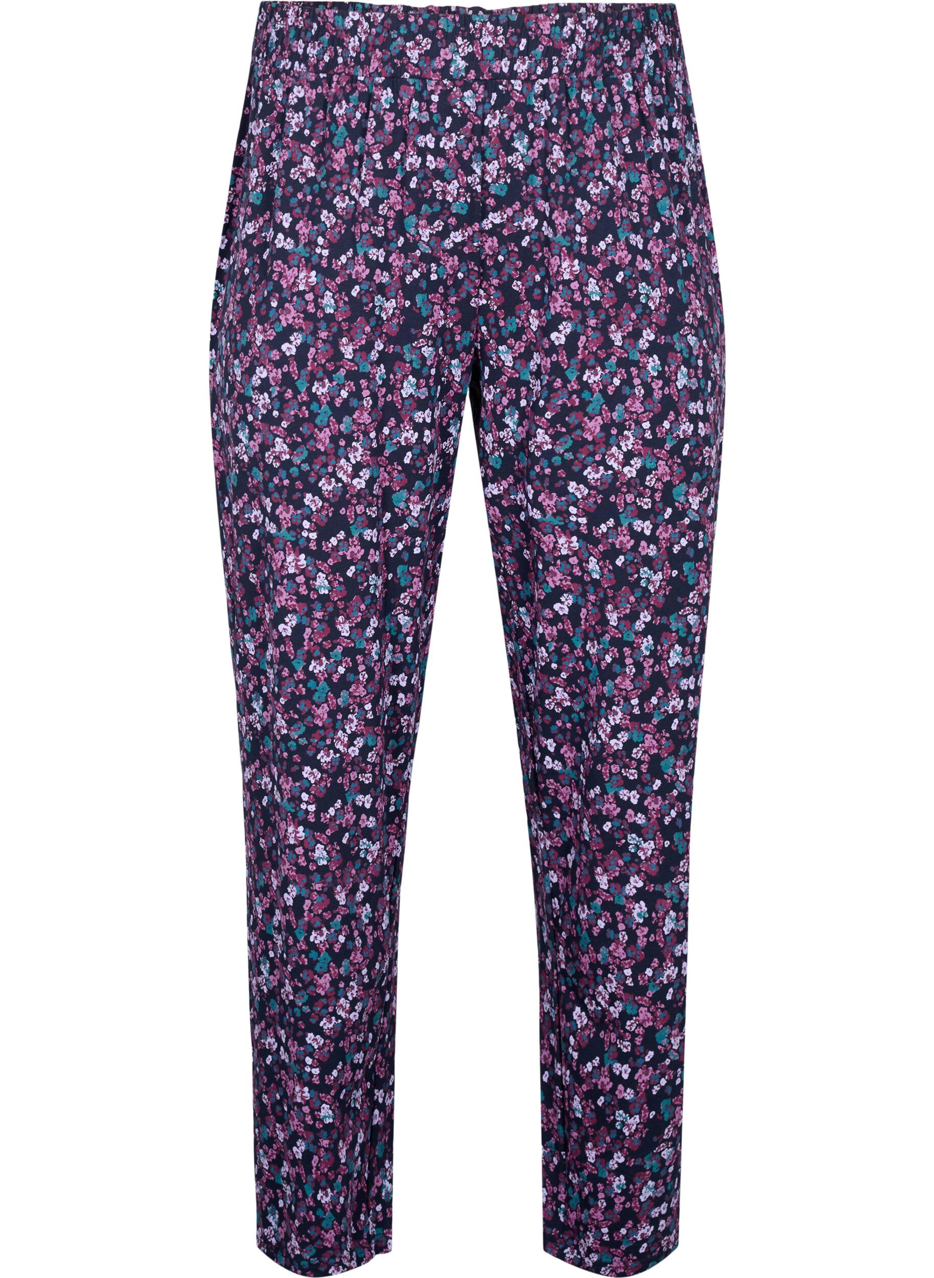 Zizzi Kleren pyjama broek met print, Blauw, Packshot image number 0
