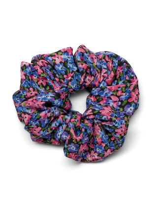 Gebloemde scrunchie, Blue Pink Flower, Packshot image number 0