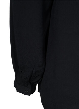 Viscose blouse met ruche details en lange mouwen, Black, Packshot image number 3