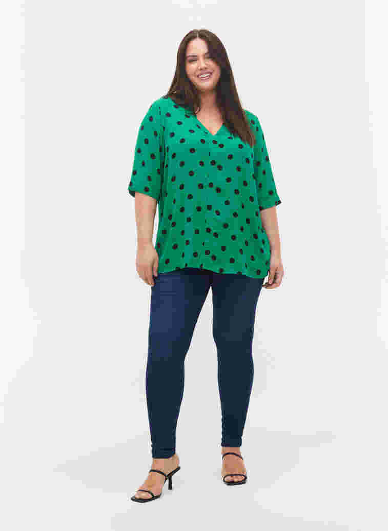 Viscose blouse met stippen, Jolly Green dot AOP, Model image number 2